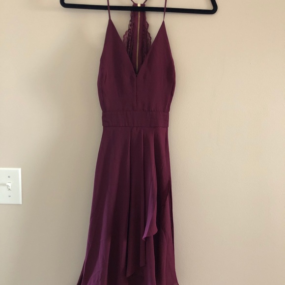 Burgundy Windsor High Low Dress with Lace Back - Picture 4 of 9